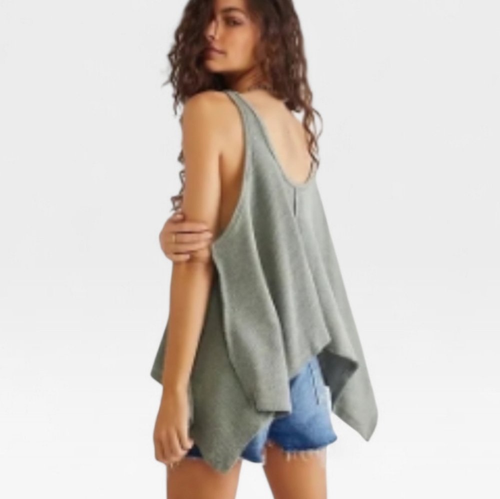 NWT We The Free Sing La La Asymmetrical Tank Top Moss Green Free People XS NEW - Picture 12 of 12